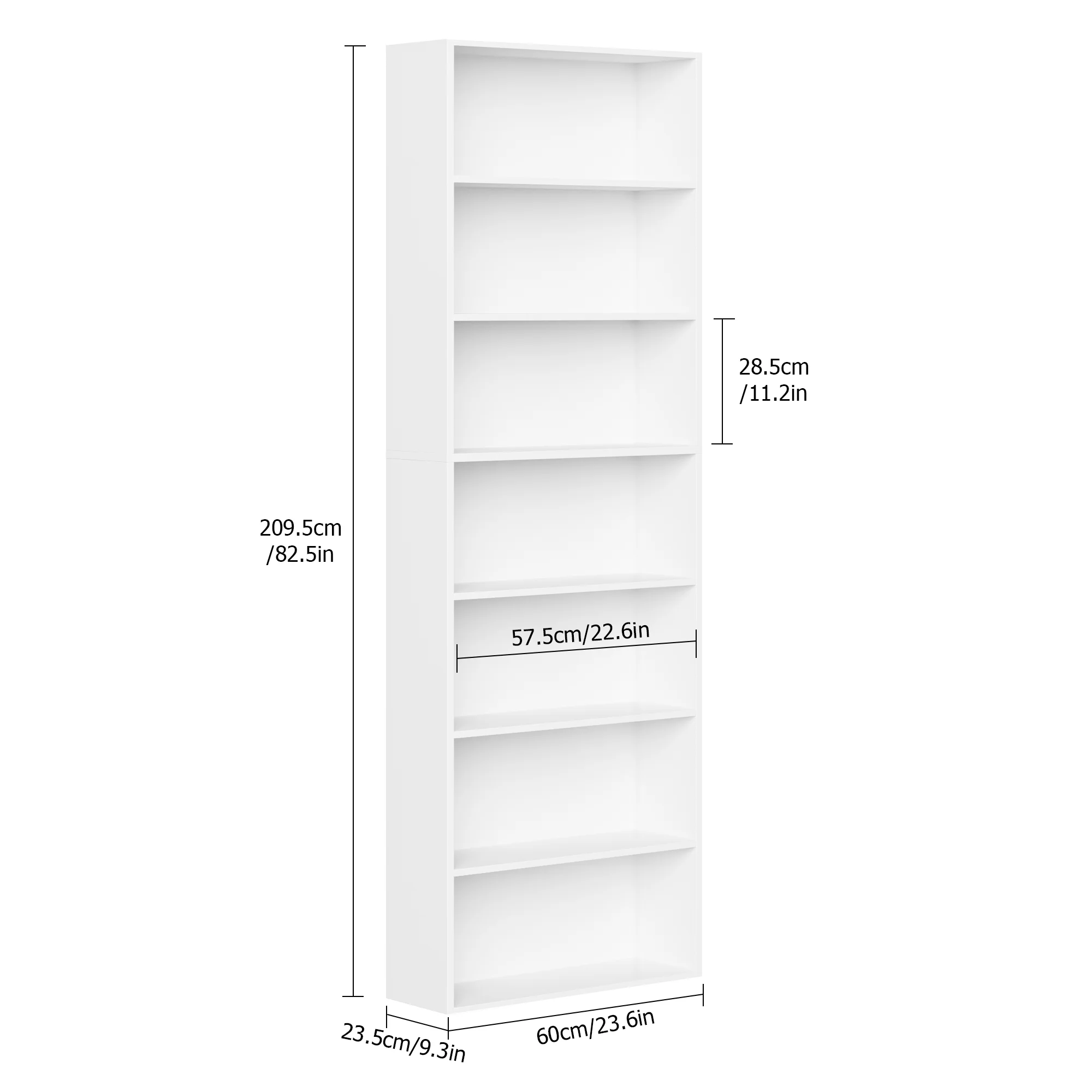 Homfa 82" Tall Bookcases, Freestanding Display Storage Shelves, 7-Tier Open Bookshelf for Home Office Living Room Bedroom, White - Image 7