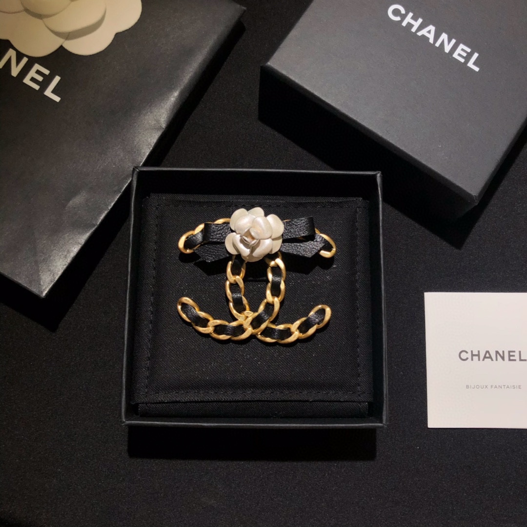 Vintage Chanel Camellia Leather Brooch - Original Replica Club
