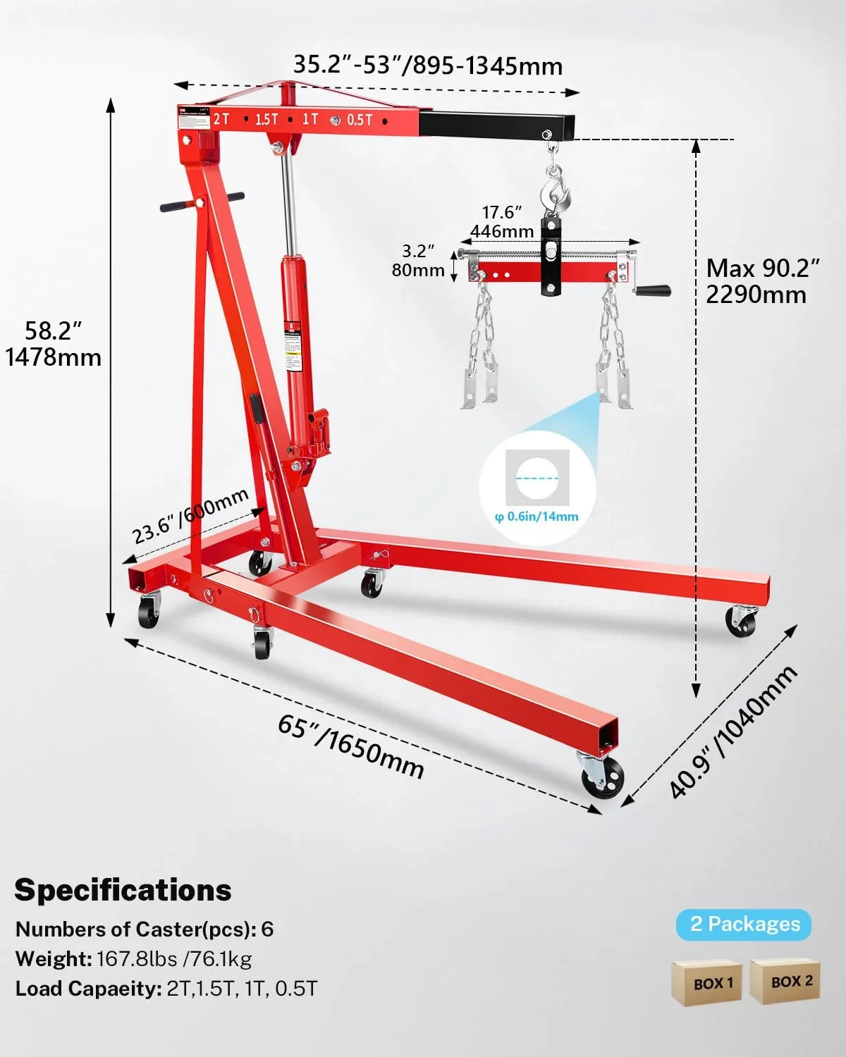 Garvee 2 Ton Hydraulic Folding Shop Crane Engine Hoist With Lever - Image 4 Garvee 2 Ton Hydraulic Folding Shop Crane Engine Hoist With Lever - Image 4