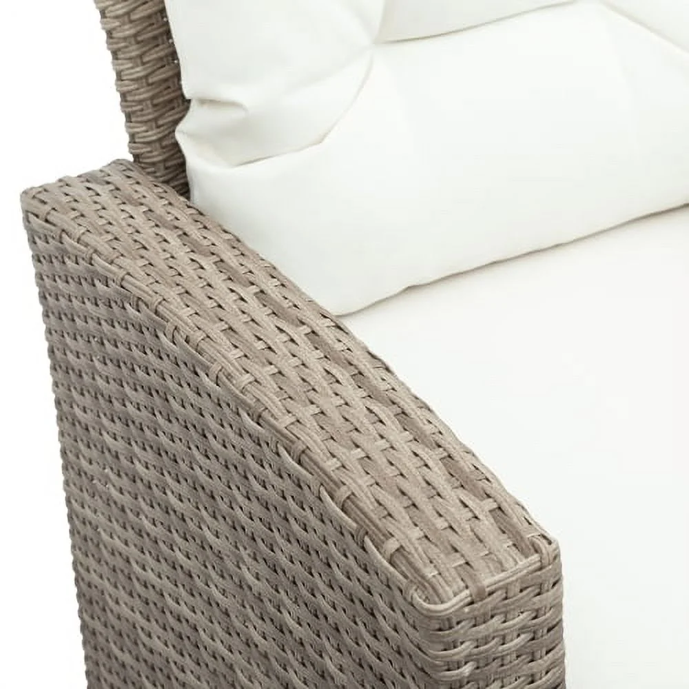Harper & Bright Designs 4 Pieces Patio Wicker Chair with Ottoman and Coffee Table, Outdoor Rattan Loveseat Sectional Sofa Furniture Set for Garden, Beige Cushions - Image 10
