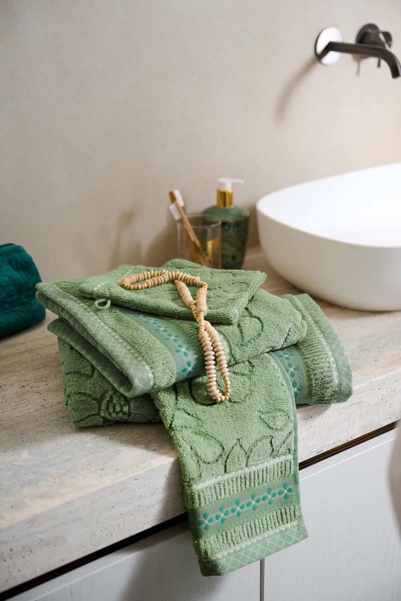 Washcloth Set/3 Jasmin Jacquard Green 16x22cm