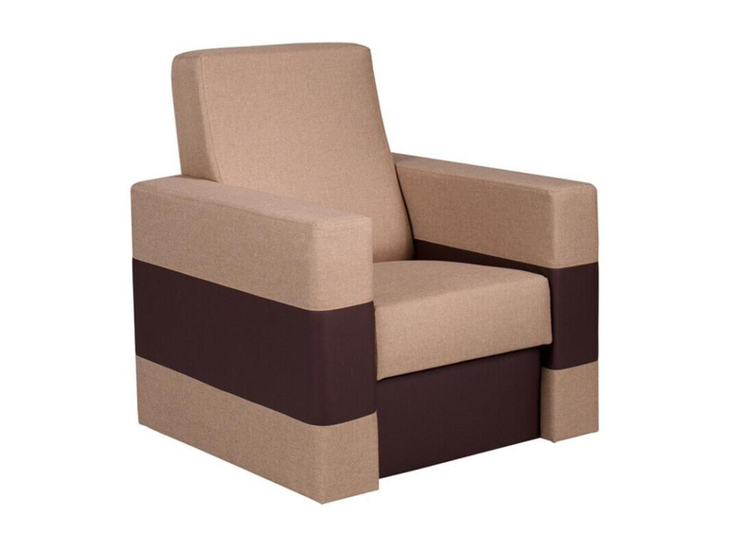 Sillón Luzssnh 189 - Marrón - 82x85x82cm - Cuero ecológico y Tapiz