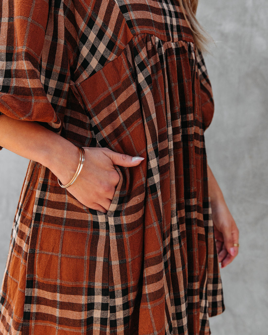 Delightful Autumn Pocketed Babydoll Dress - Se7enfashion