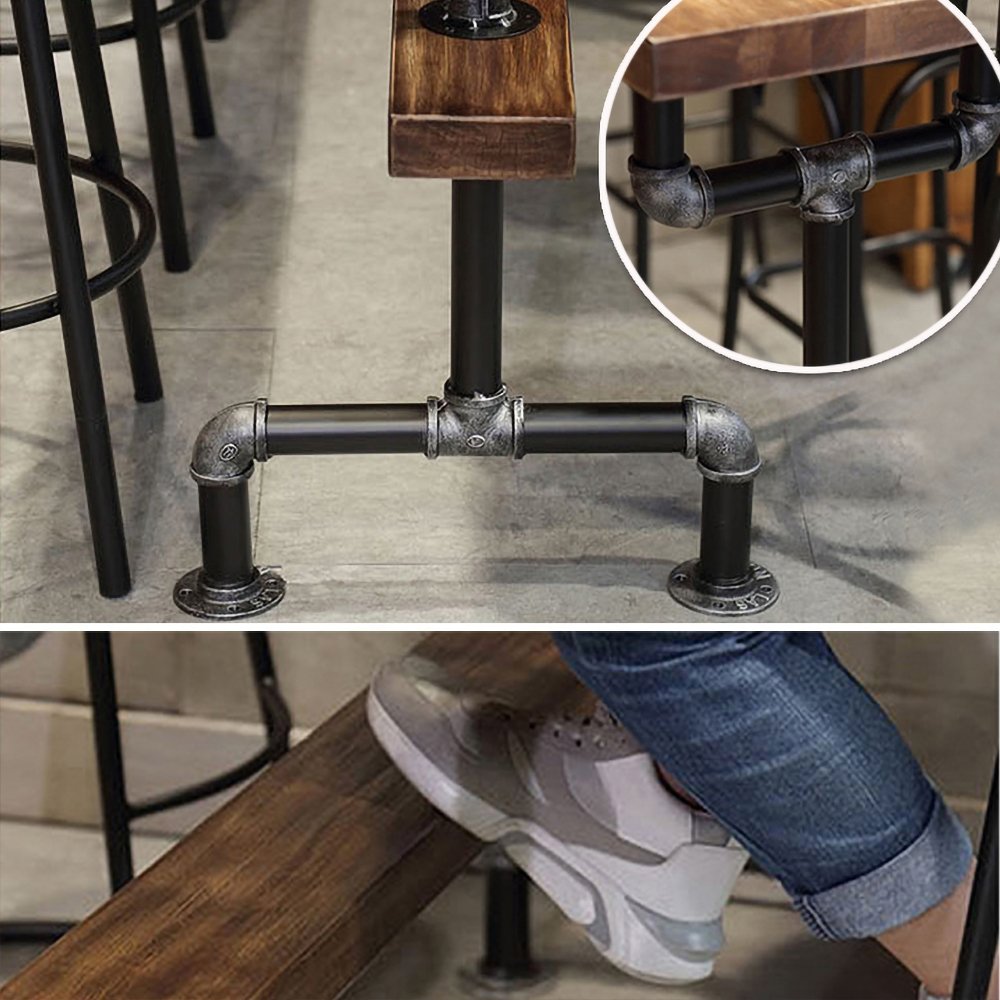 Clearance Sale-Retro Rectangular Bar Table Natural Industrial Pub Table Chairs Set