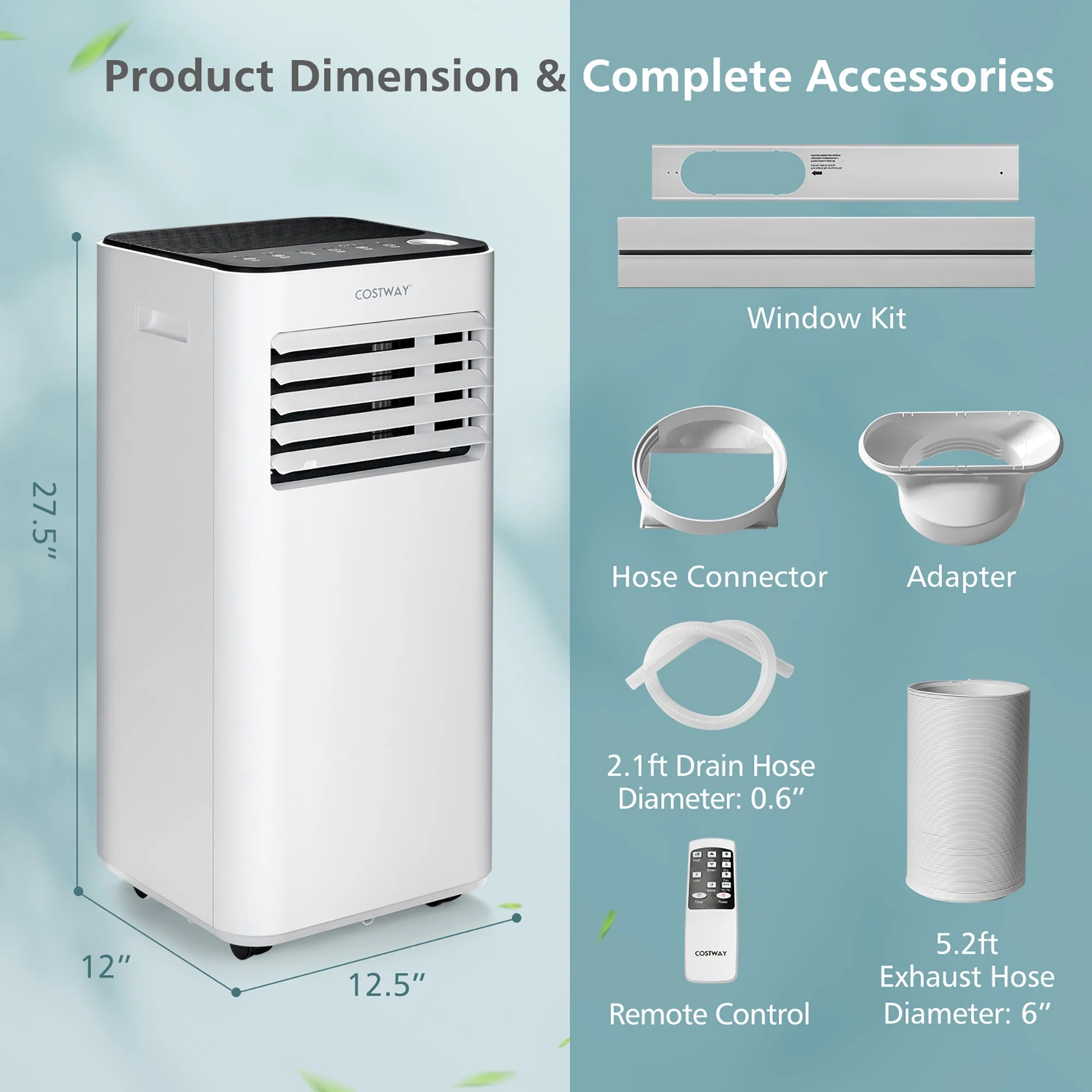 Costway 10000 BTU Portable Air Conditioner 3-in-1 Air Cooler with Fan Dehum Sleep Mode - Image 10