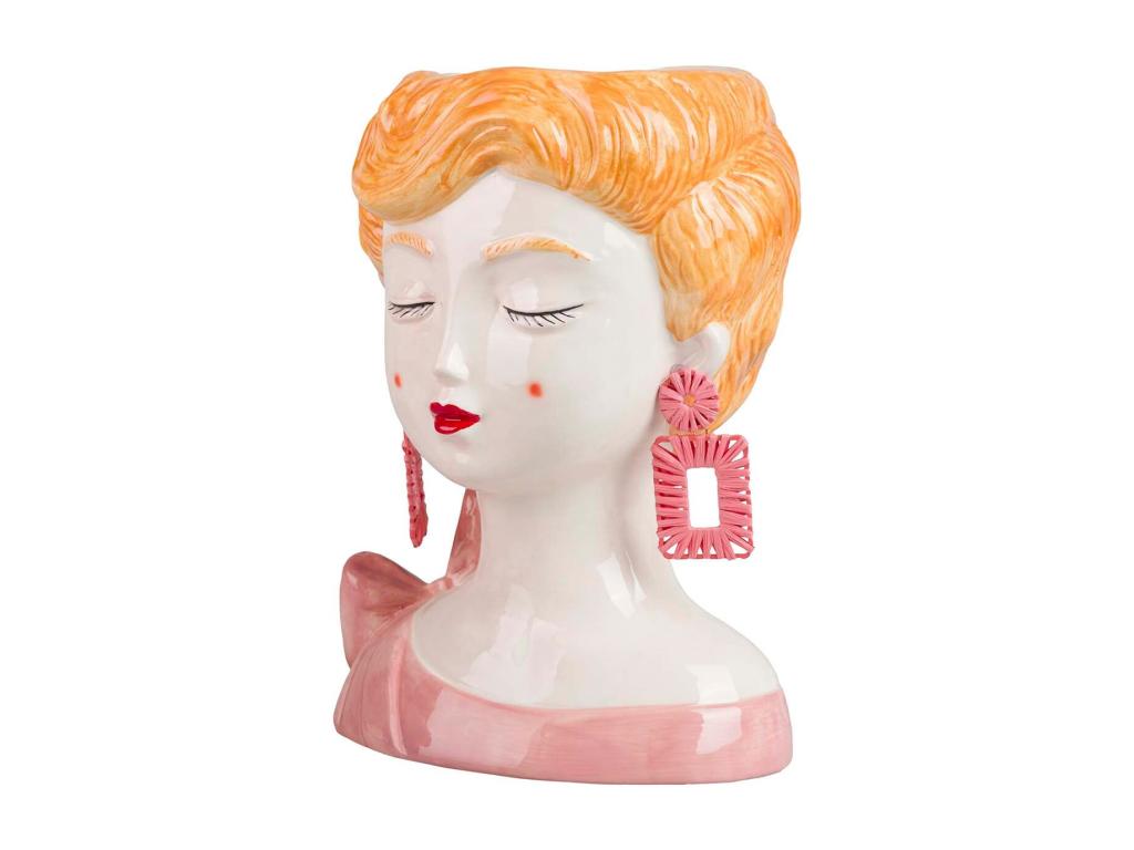 Maceta Ceramica Señora Pendientes 18x15x24 Cm