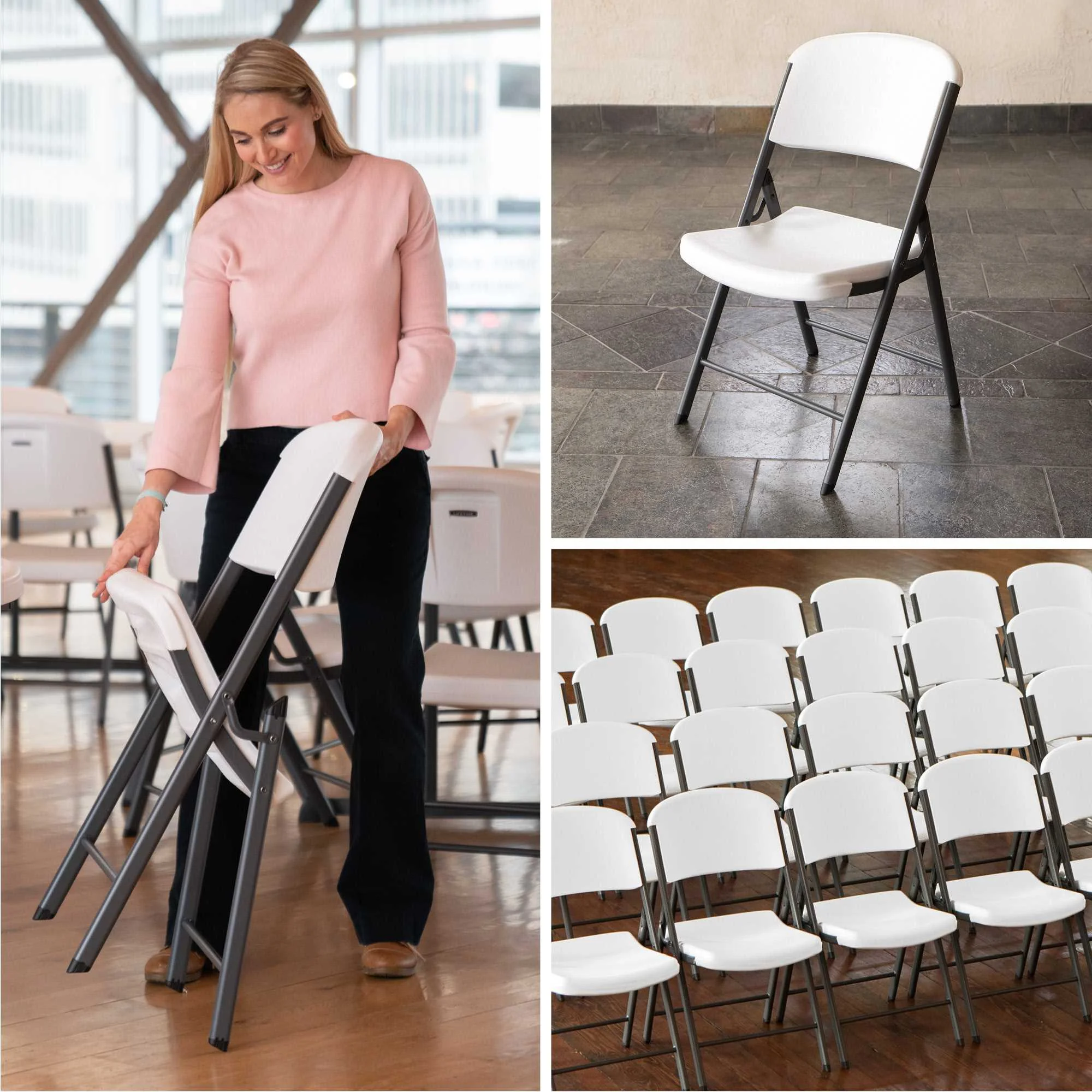 Lifetime Combo Set of (4) 8-Foot Rectangle Folding Tables & (32) Chairs, Indoor/Outdoor Use, White (80147) - Image 14