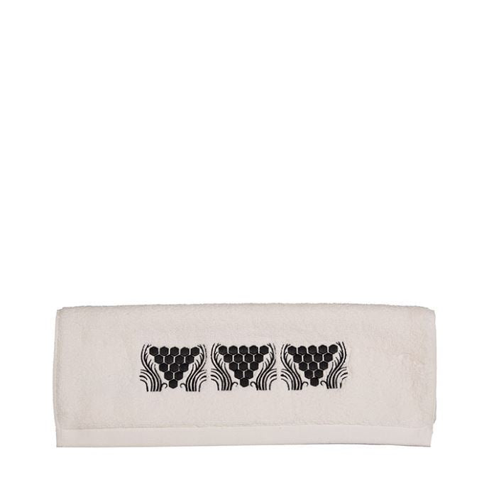 SERVIETTE POUR LES MAINS BRODÉE RAISINS - COTON IVOIRE, BRODÉ