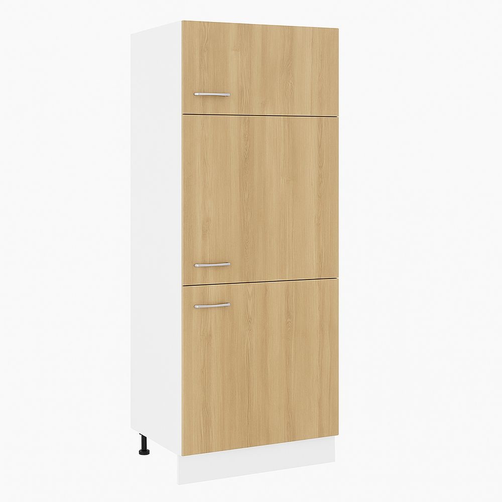 Armario Alto de Cocina Puertas de Madera 60x200 cm Espacio de Almacenamiento Roble/Blanco
