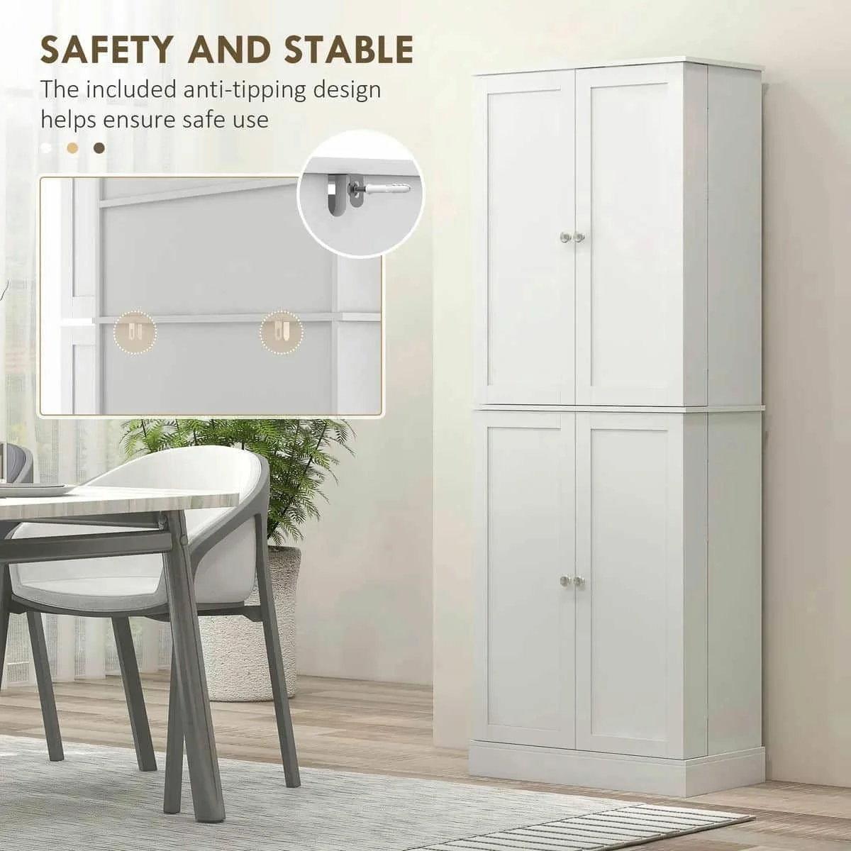 Spaco 17-Tier Kitchen Small Pantry Cabinet with 2 Doors and 6 Adjustable Shelves, Cabinet Pantry, Freestanding 5-Tier Shelving Pantries for Kitchen Storage, Gray - Image 53