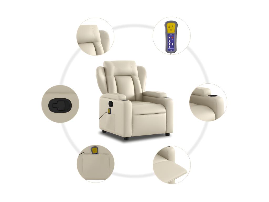 Sillón Masaje Reclinable Polipiel Crema