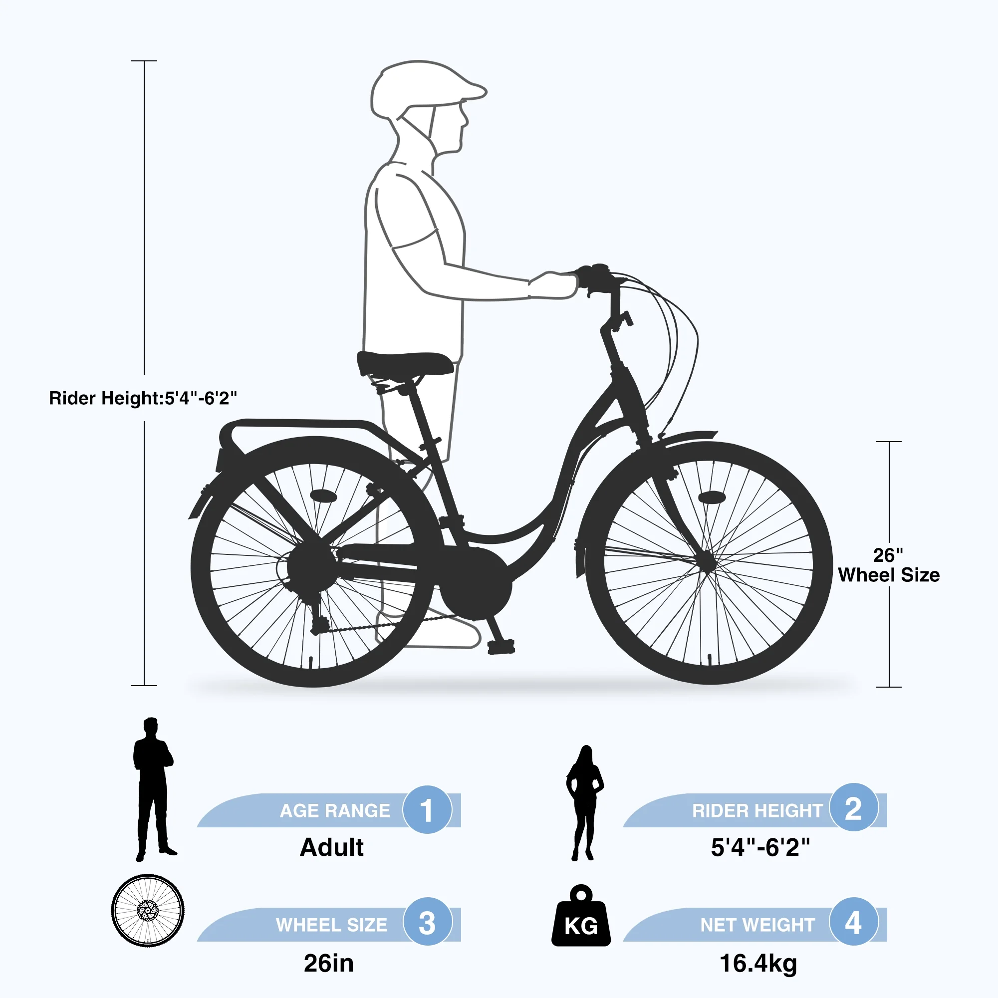 26 Inch Women's Bike, Adult Cruiser Bicycle Shimano 7 Speed Steel Frame City Commuter Bike for Ladies, Green - Image 4