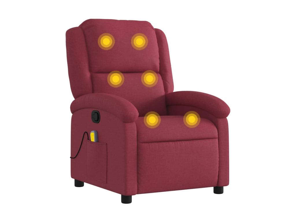 Sillón de masaje reclinable Tela rojo burdeos