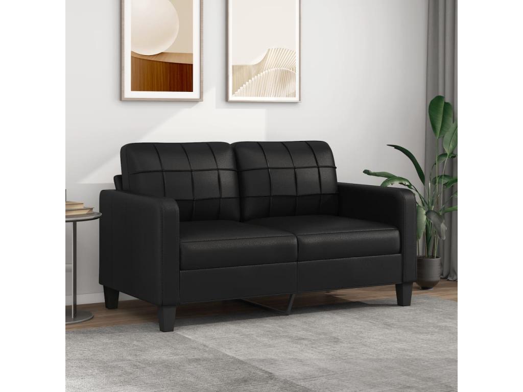 Sofá de 2 plazas de cuero sintético negro 140 cm