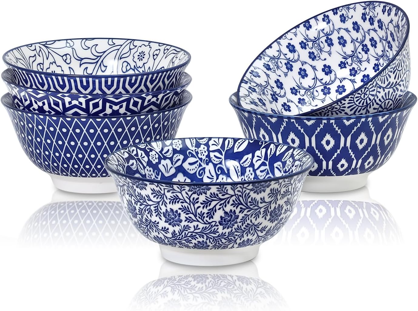 Selamica Porcelain Ice Cream Bowls Set of 6, Small Bowls, Ceramic bowls for Dessert, Ice Cream, Variety of Colors