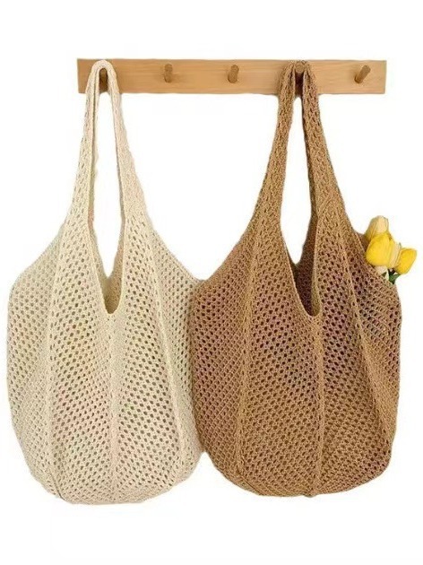 Summer's popular new woven women's handbag, stylish and trendy shoulder mesh bag, straw bag for seaside travel