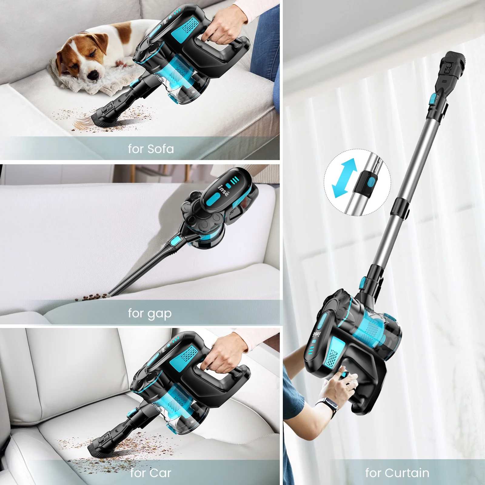 INSE Cordless Vacuum Cleaners, 6-in-1 Lightweight Stick Vacuum for Hardwood Floor Carpet Pet Hair, V770 - Image 7