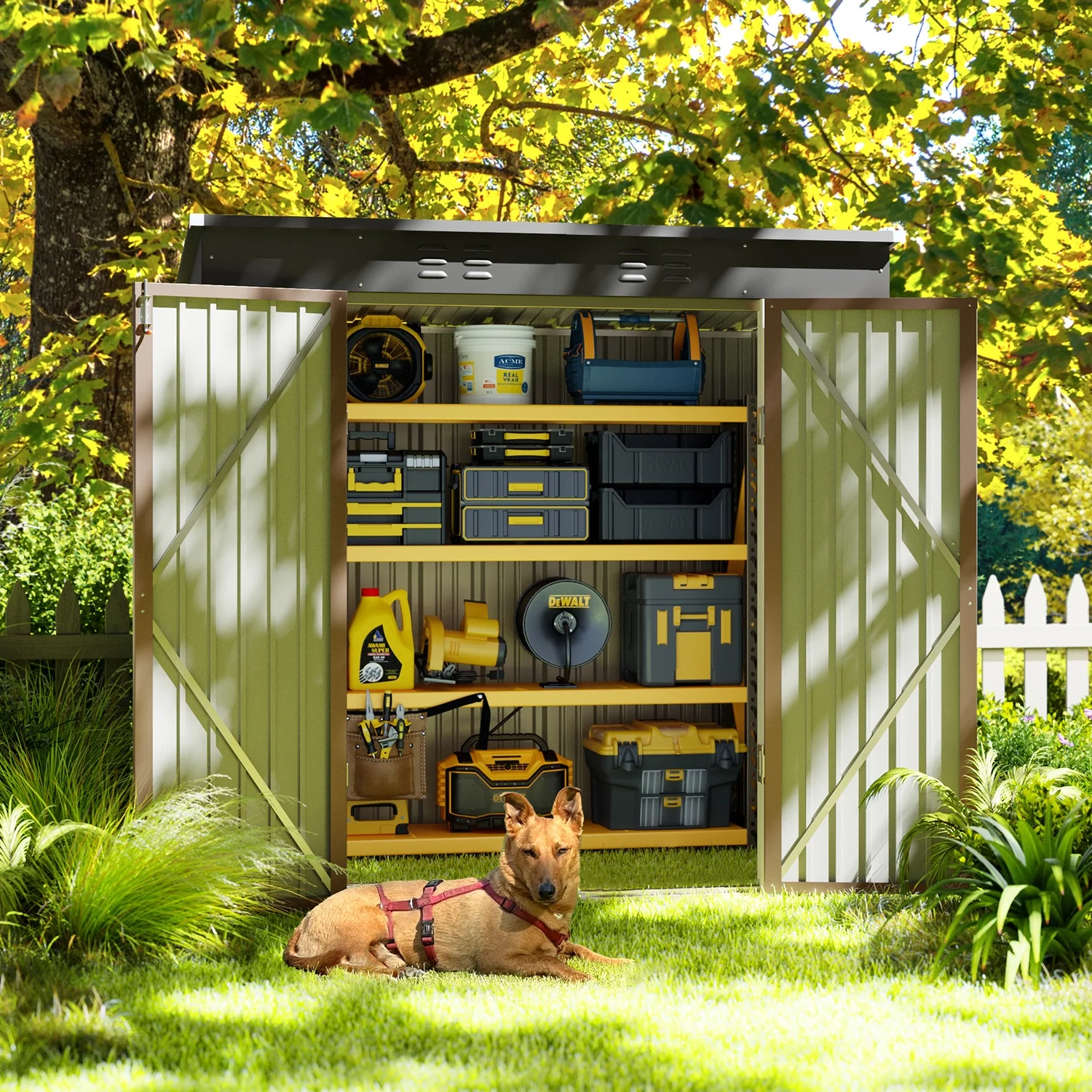 5'x3' Outdoor Storage Shed, Asofer Shed and Outdoor Storage Clearance, Weatherproof Tool Shed, Brown - Image 28