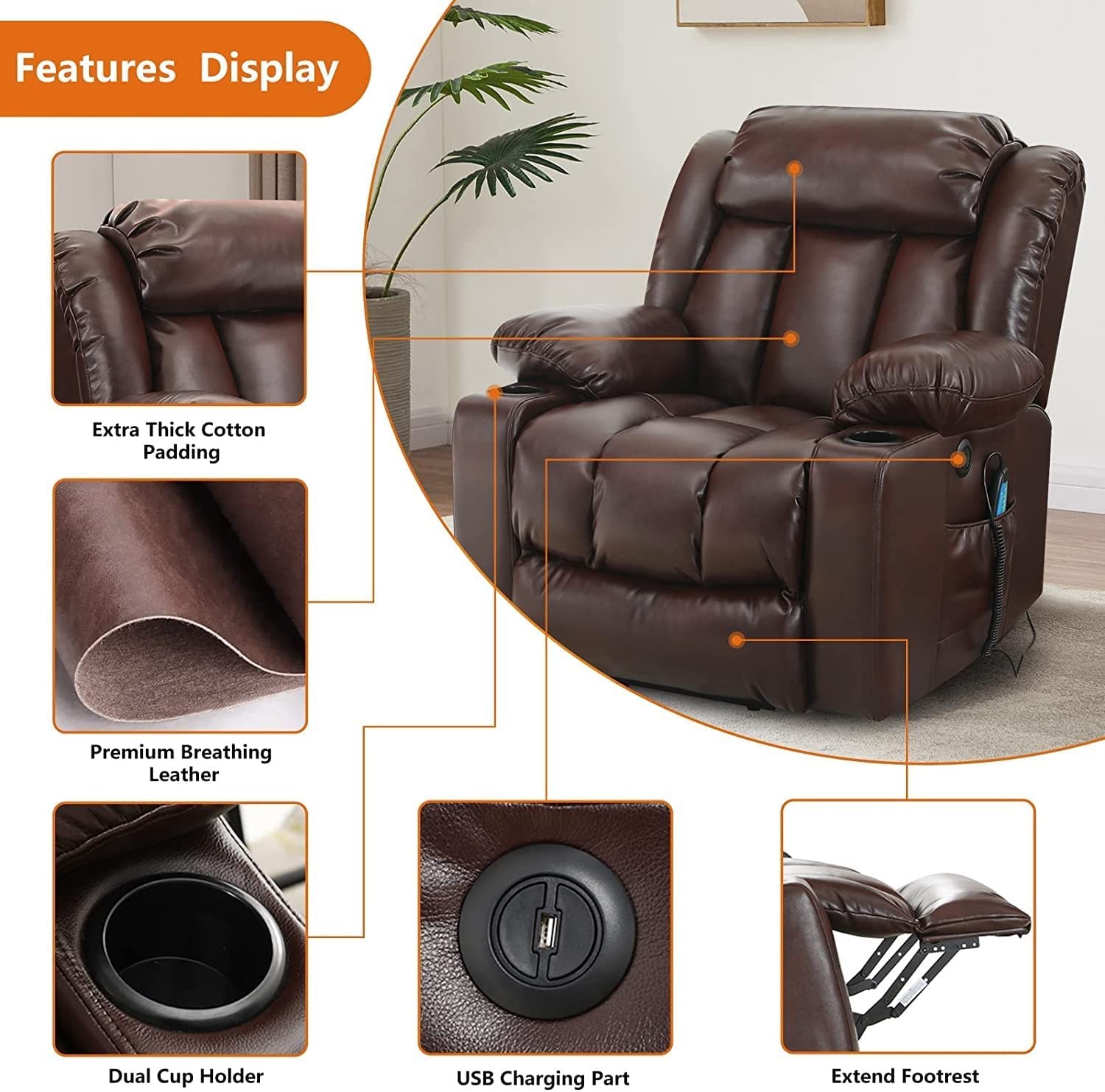 Clearance Sale Luxury Lift Chair Recliner with Heat and Massage
