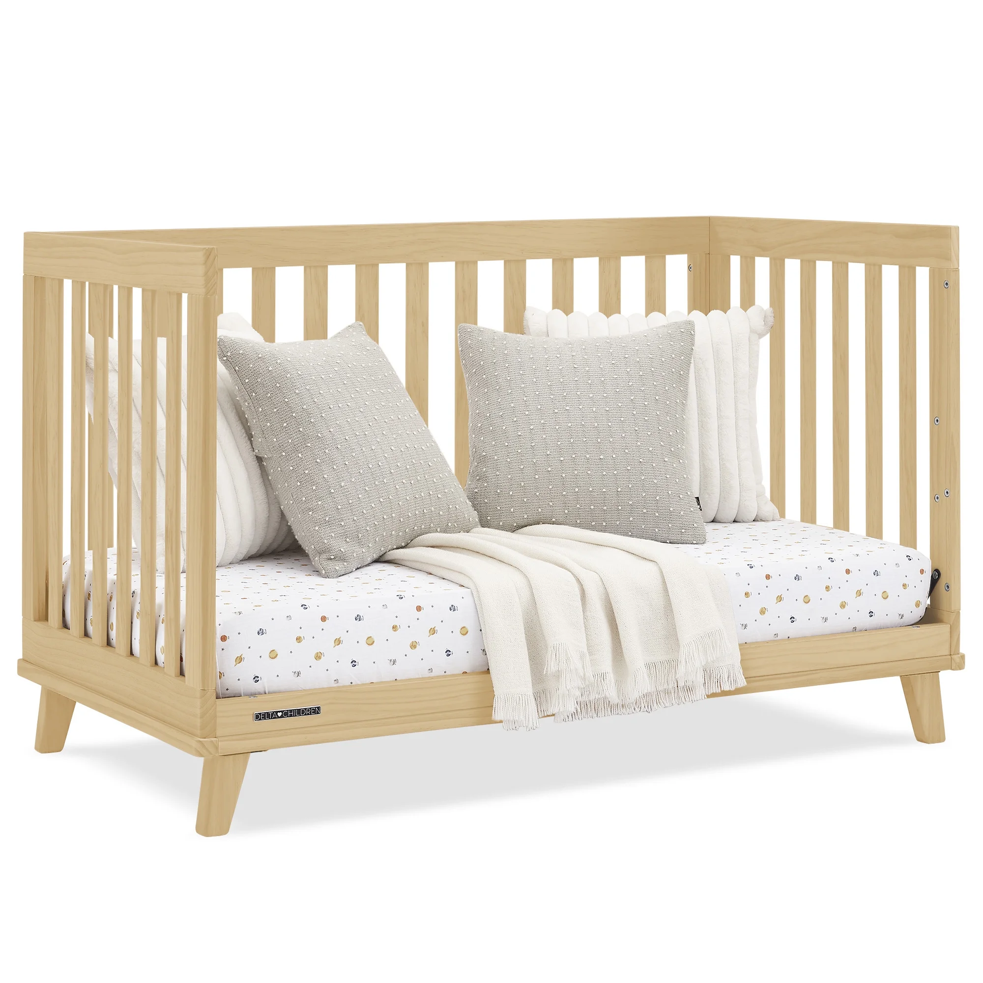 Delta Children Frankie 4-in-1 Convertible Crib - Greenguard Gold Certified, Black with Natural - Image 16