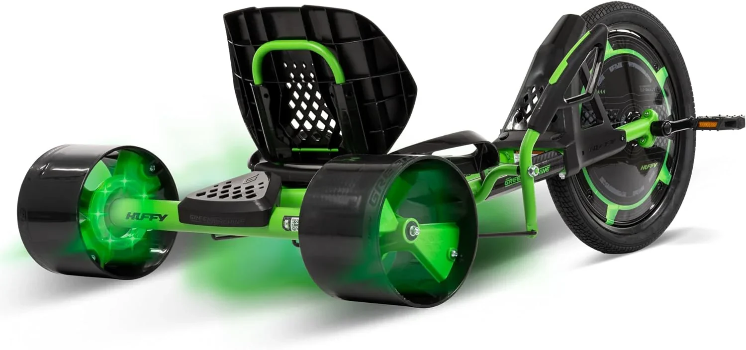 20-Inch Drift Tricycle With Adjustable Seat, LED Lighting And Foot Brakes - Green And Black - Image 2 20-Inch Drift Tricycle With Adjustable Seat, LED Lighting And Foot Brakes - Green And Black - Image 2
