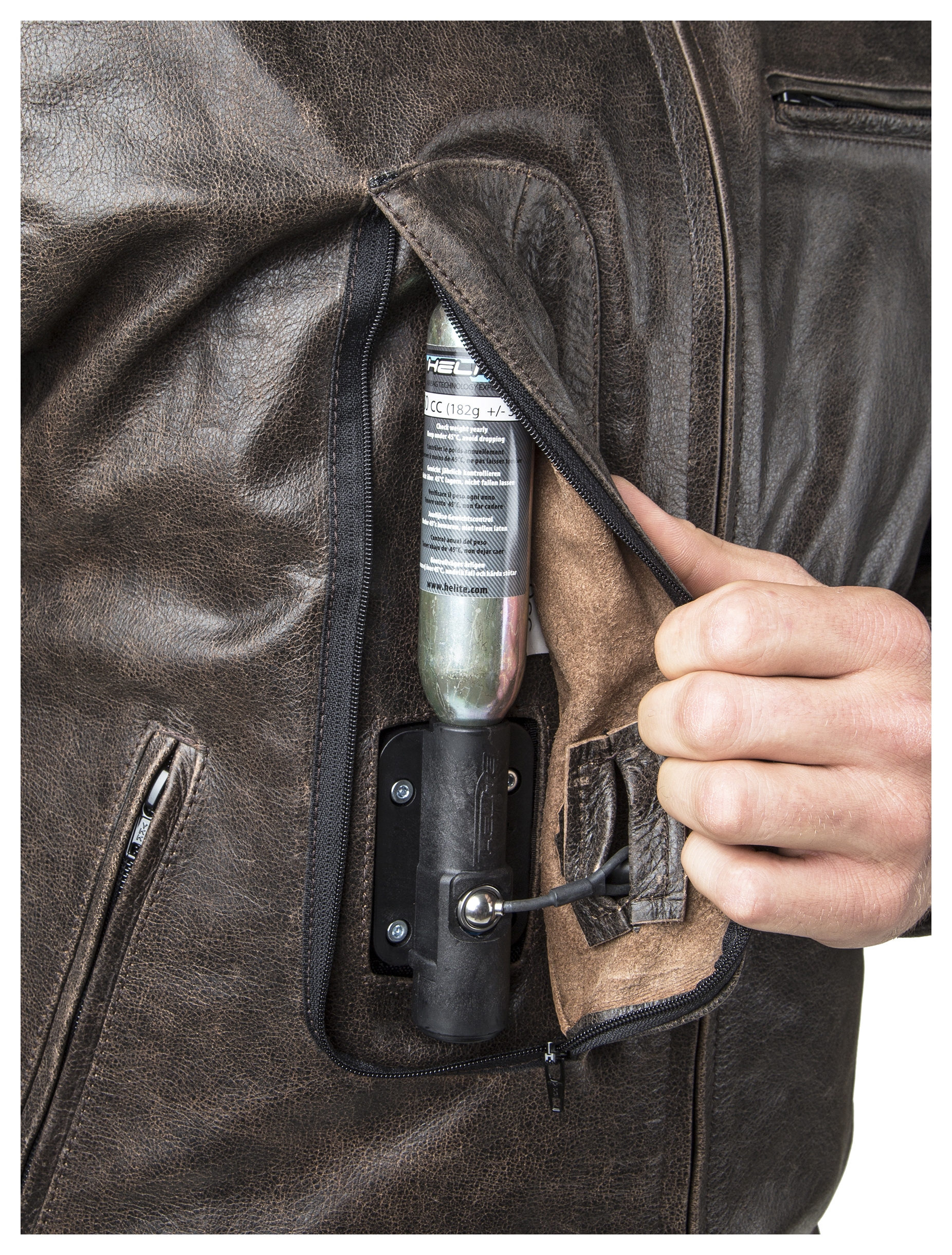 SportsBikeShop Helite Leather Airbag Jacket