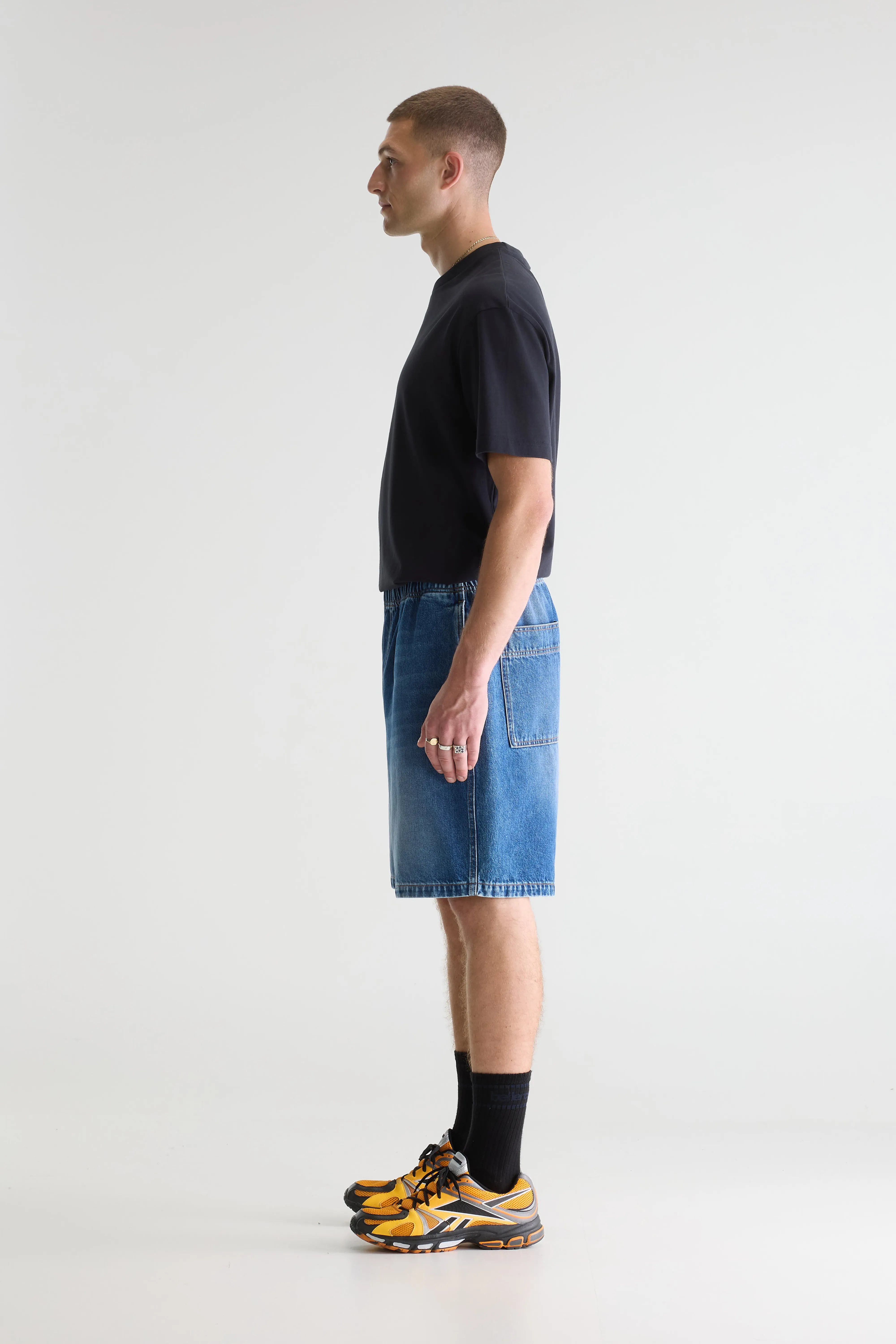 Bellerose Flanky wide denim shorts (261 / M / MD BLUE MARBLE)