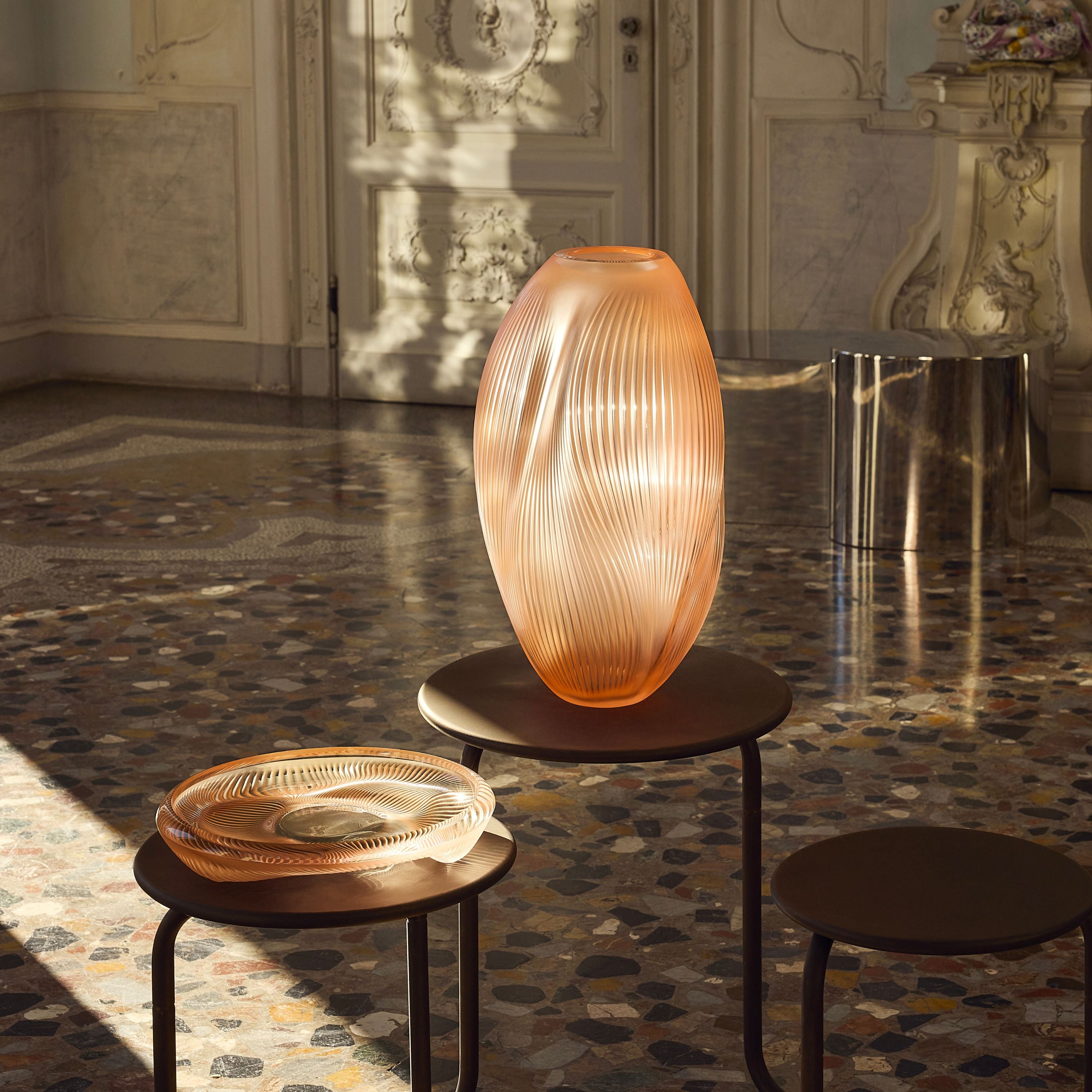 VASE ALIZÉ XXL - CRISTAL INCOLORE PATINÉ CORAIL