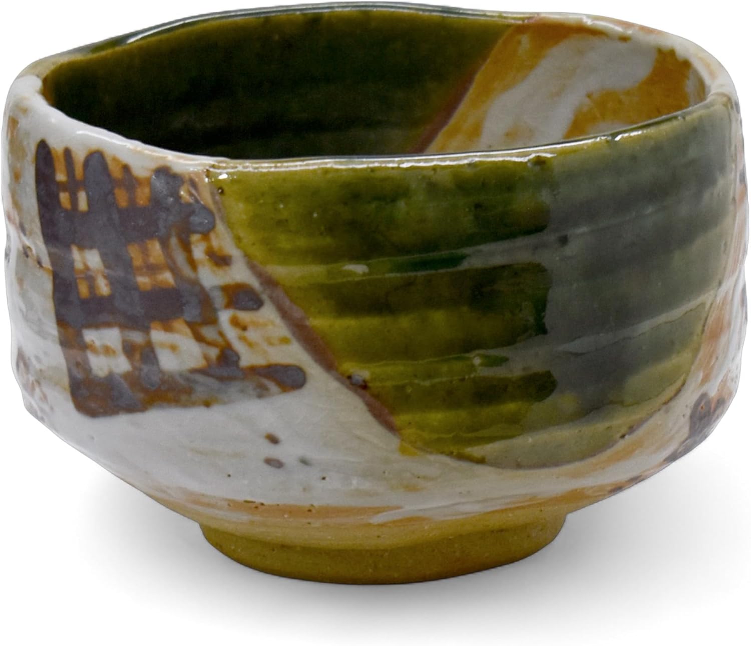 Ceramic Matcha Tea Bowl Authentic Japanese Tea Ceremony Pottery, Mino Ware Made in Japan, Yukishino Snow