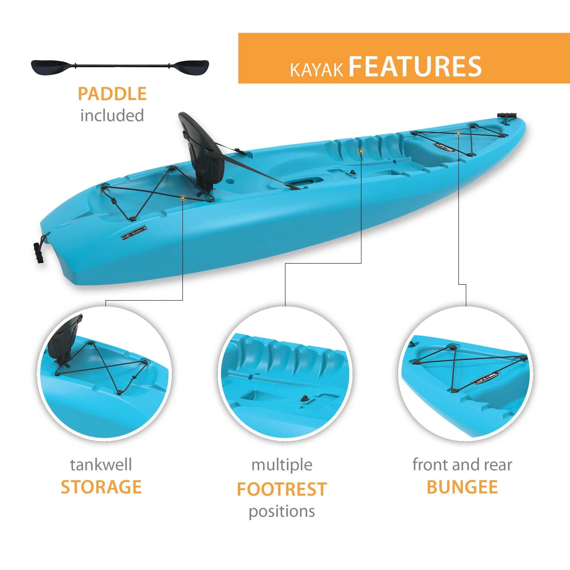 Lifetime Hydros 101 inch Sit-on-Top Kayak, Glacier Blue (90594) - Image 4