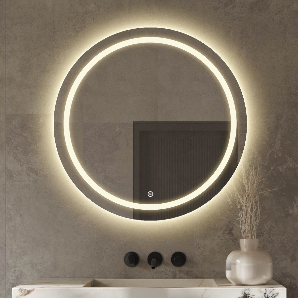 Vtw Living - Badkamerspiegel Rond 60 cm Spiegel met Verlichting