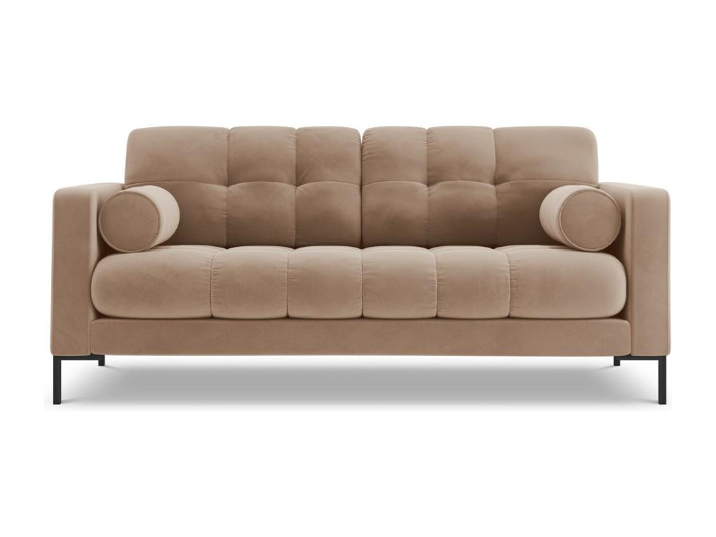 Tucasago - Sofá "Bali" 2 plazas de terciopelo beige - 152x92x75cm