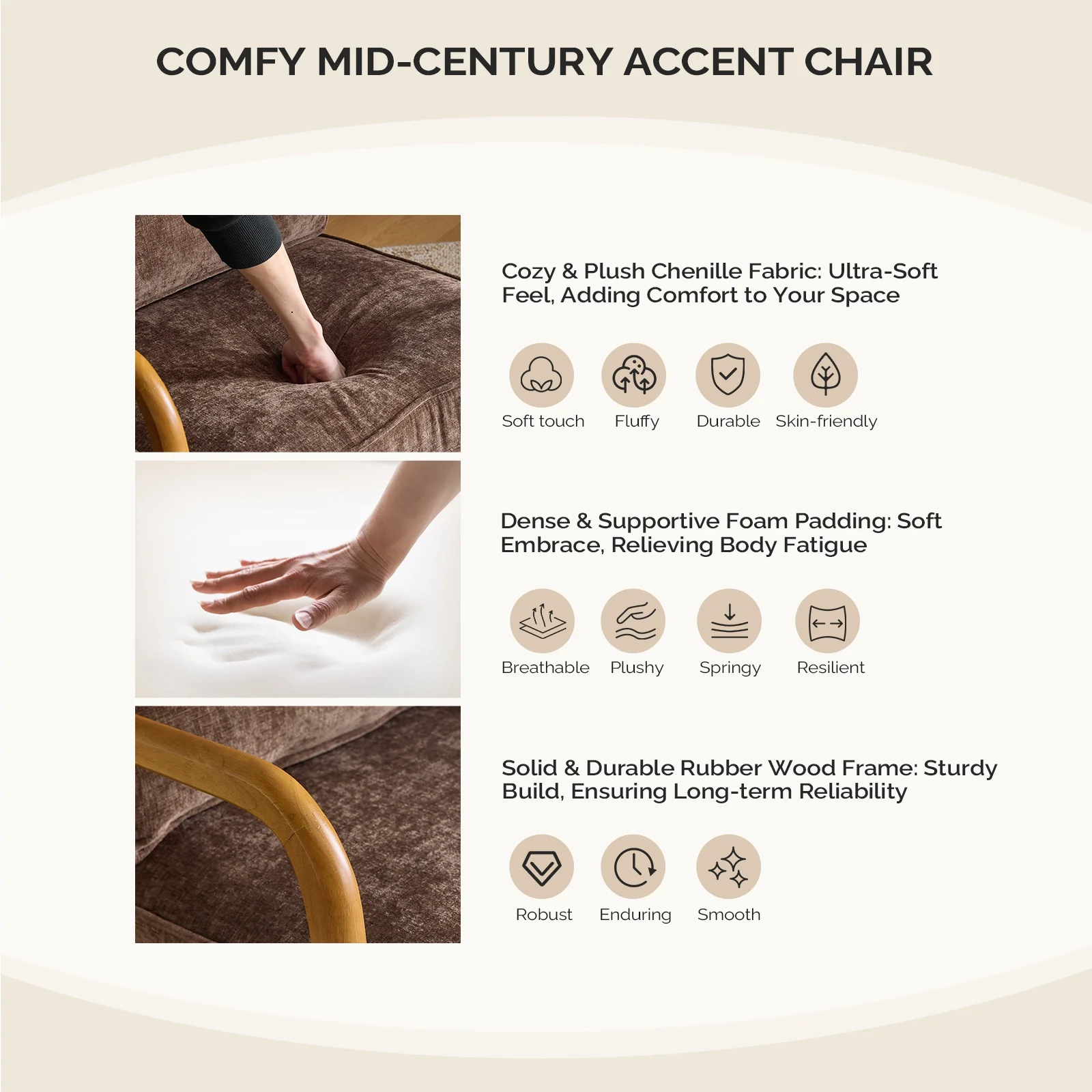 Ktaxon Accent Chair Corduroy Upholstered Armchair, Reading Club Chair with Pillow and Solid Wood Frame for Living Room Bedroom Furniture Off White - Image 142