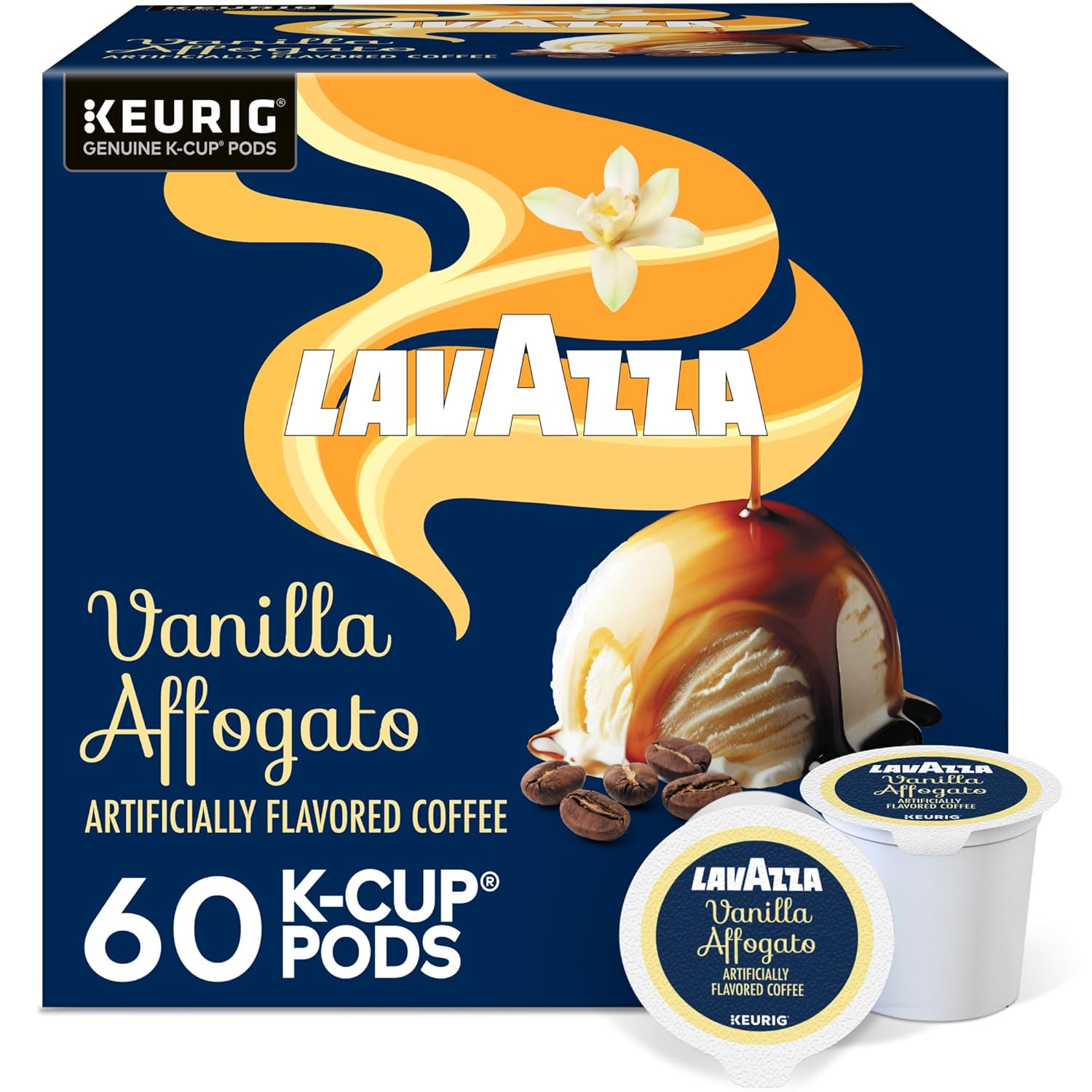 Lavazza Vanilla Affogato Coffee. Single Serve Keurig K-Cup Pods. Flavored Coffee. 60-Count Box (6 Packs of 10)