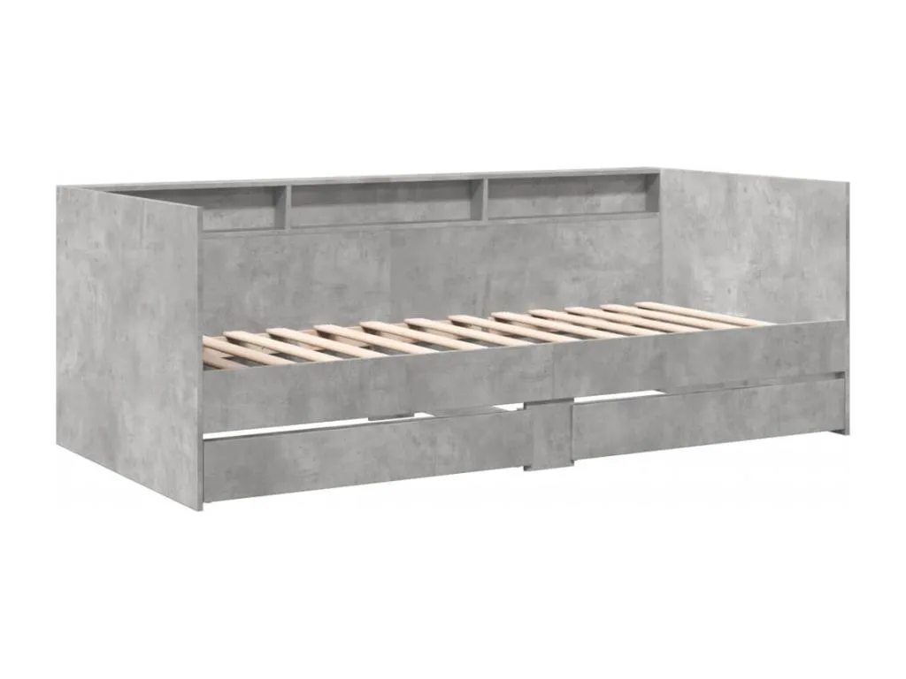 Sofá cama con cajones sin colchón gris hormigón 100x200 cm CZVZ89940