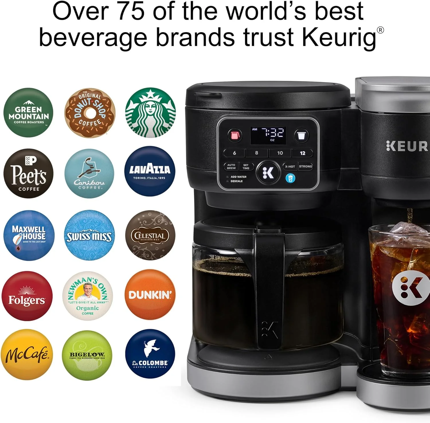 Keurig K-Duo Hot & Iced Single Serve & Carafe Coffee Maker MultiStream Technology 72oz Reservoir