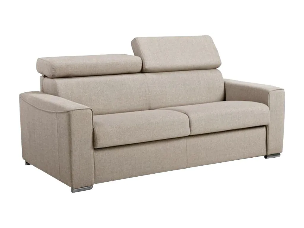 Sofá cama Biocasahogar 3 plazas beige con apertura rápida somier láminas 140 cm y colchón viscoelástico 14 cm VL1705349