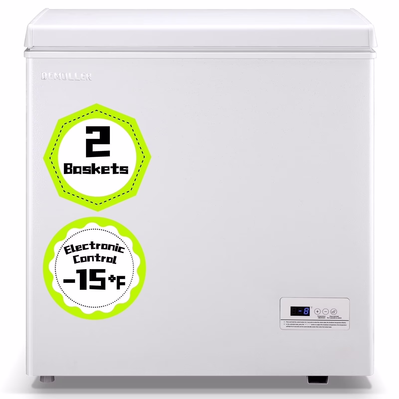 DEMULLER 3.5 Cu. ft Chest Freezer Small Freezers with Top Open Door Freestanding Black