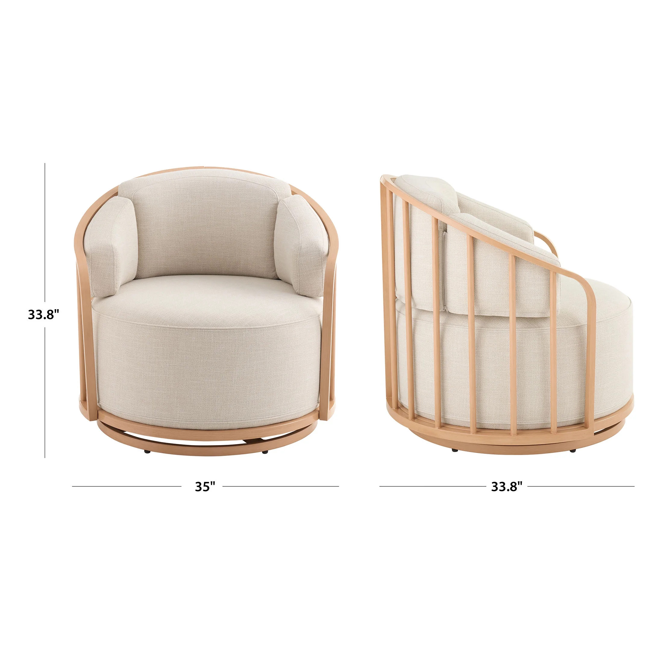 Better Homes & Gardens Lillian Swivel Birdcage Accent Chair, Cream Linen - Image 11