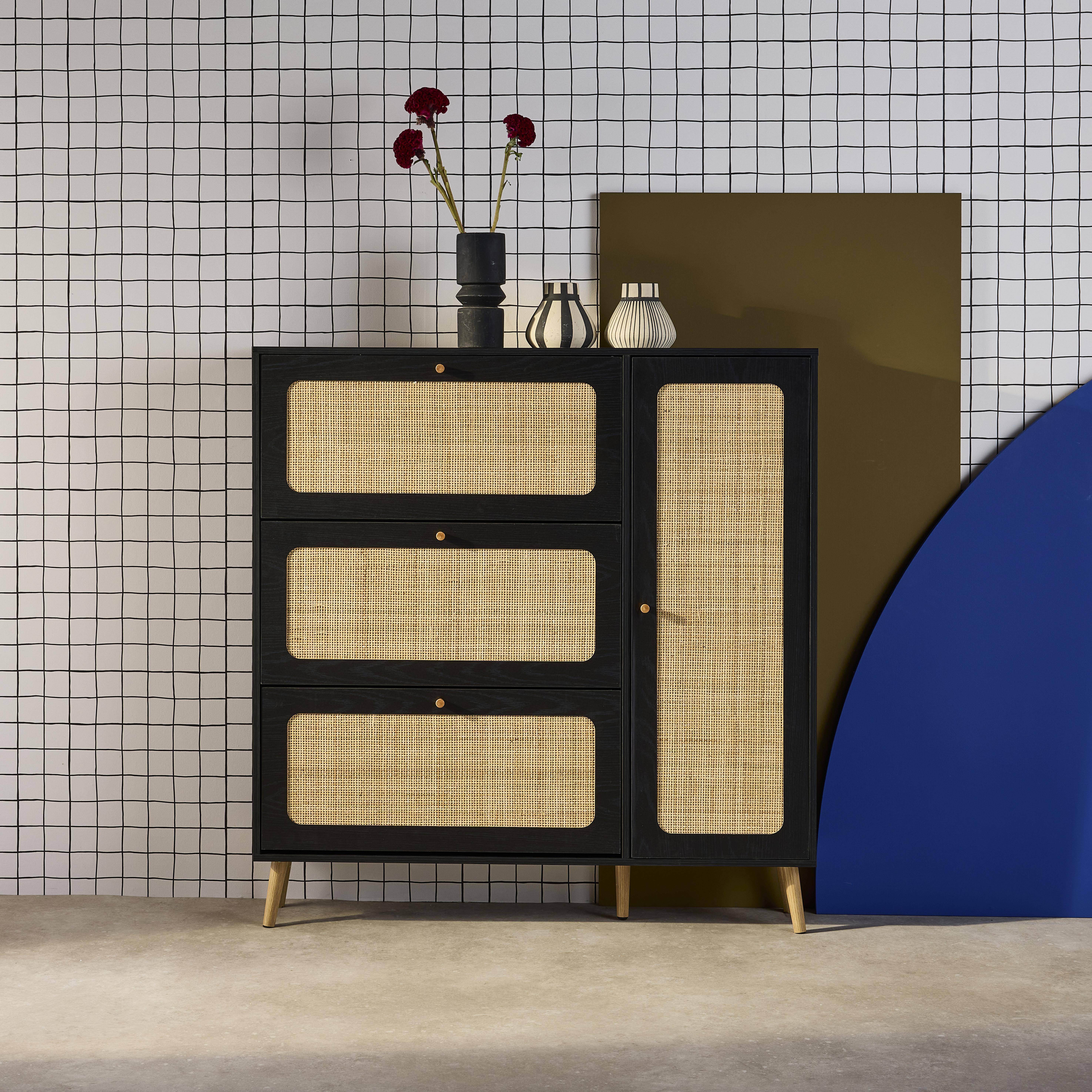 Boheme - Mueble para zapatos de caña con 3 cajones