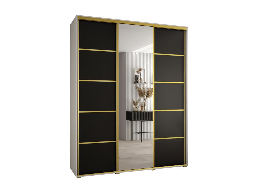 ARMARIO DAVOS 5 DE PUERTAS CORREDERAS 235,2/190/60 3 puertas (Blanco/Negro/Oro)
