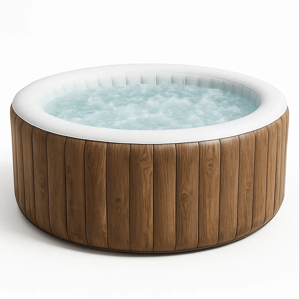 Spas hinchables 196x196x71 cm 4 personas redondo marrón/Blanco AXwWuBX343Xb