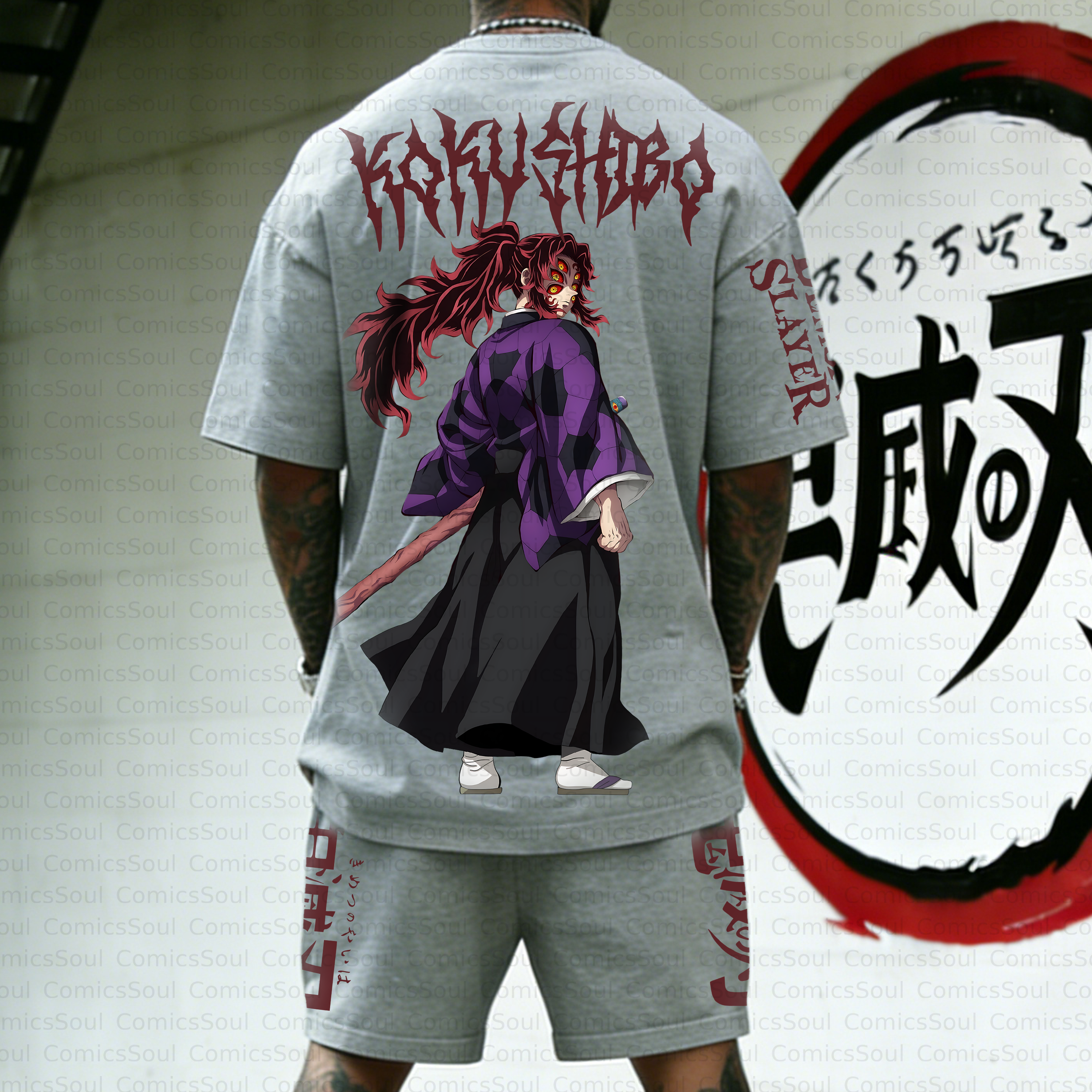 Unisex Anime Inspired Vintage T-shirt& Shorts 2 Pieces Set