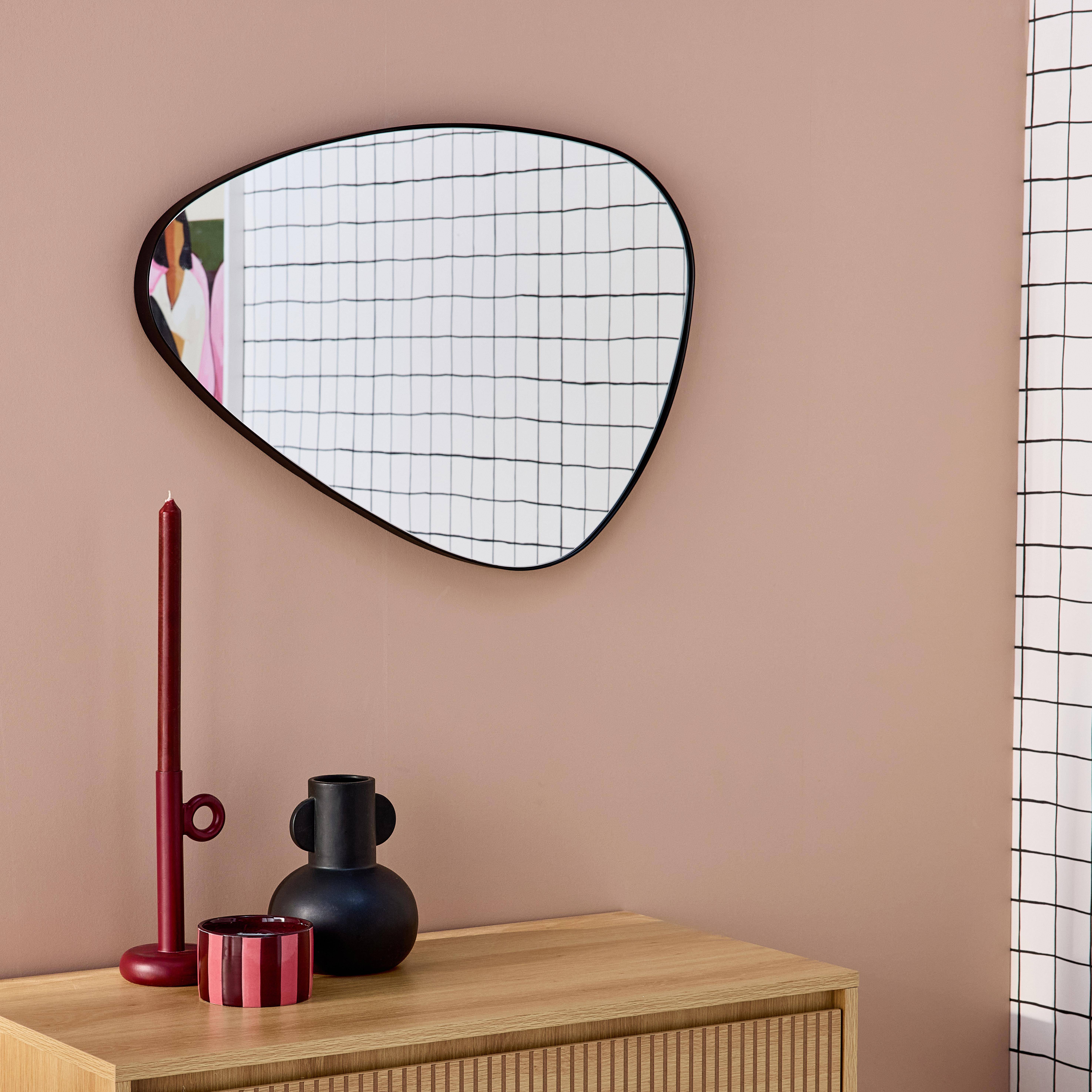 Harvey - Espejo de metal negro con forma orgánica decorativo de pared