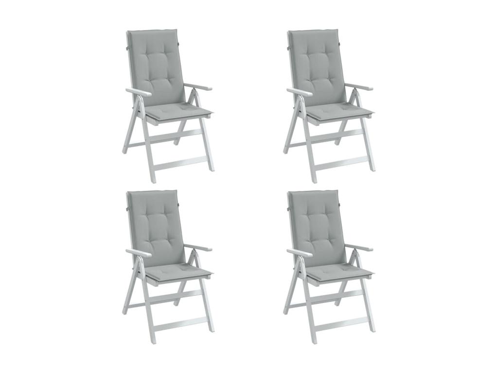 Cojines para silla respaldo alto 4 uds tela gris claro melange