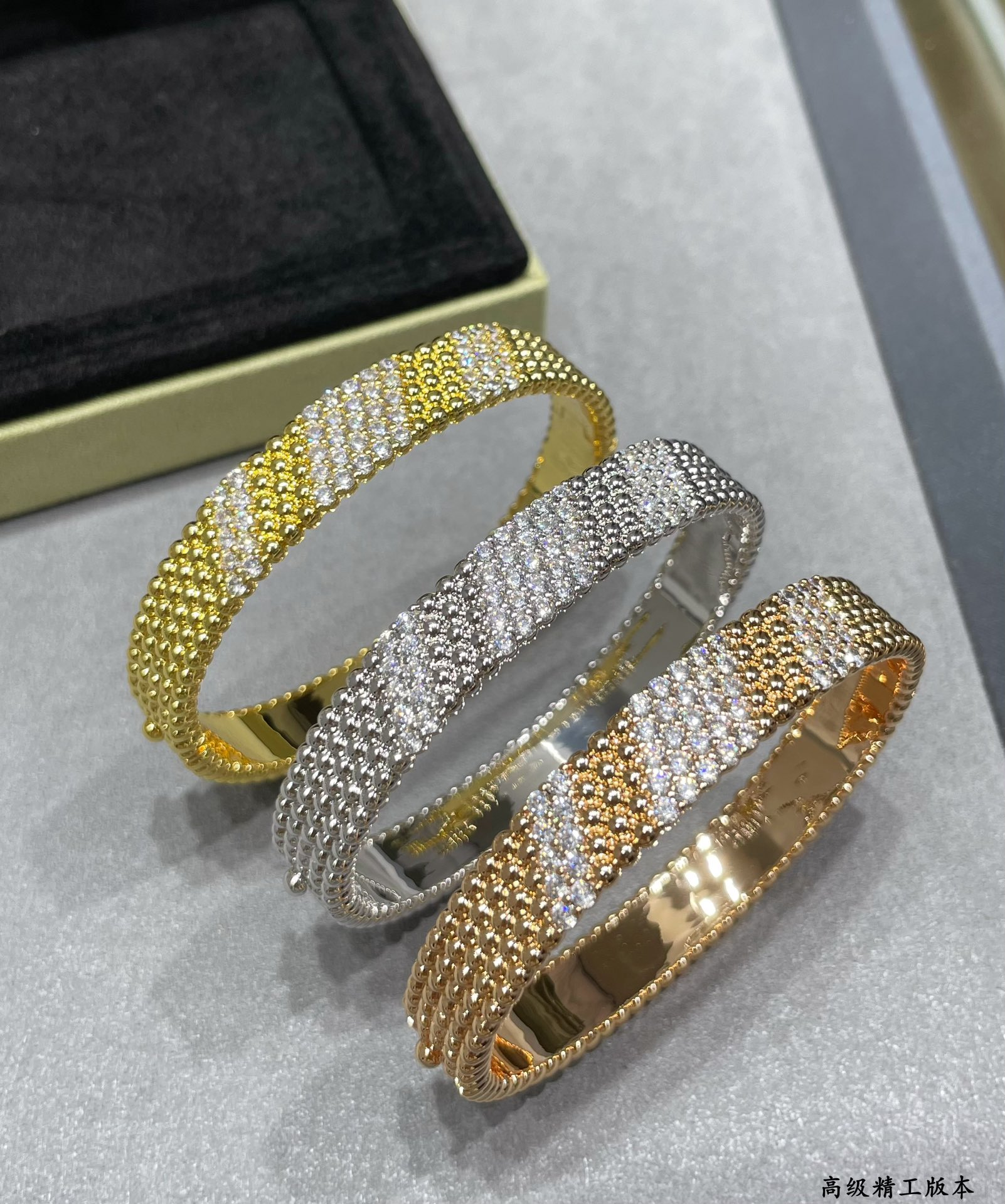 VCA Perlee Diamonds Bracelet Bangle, 5 Rows, Medium Model - Original Replica Club