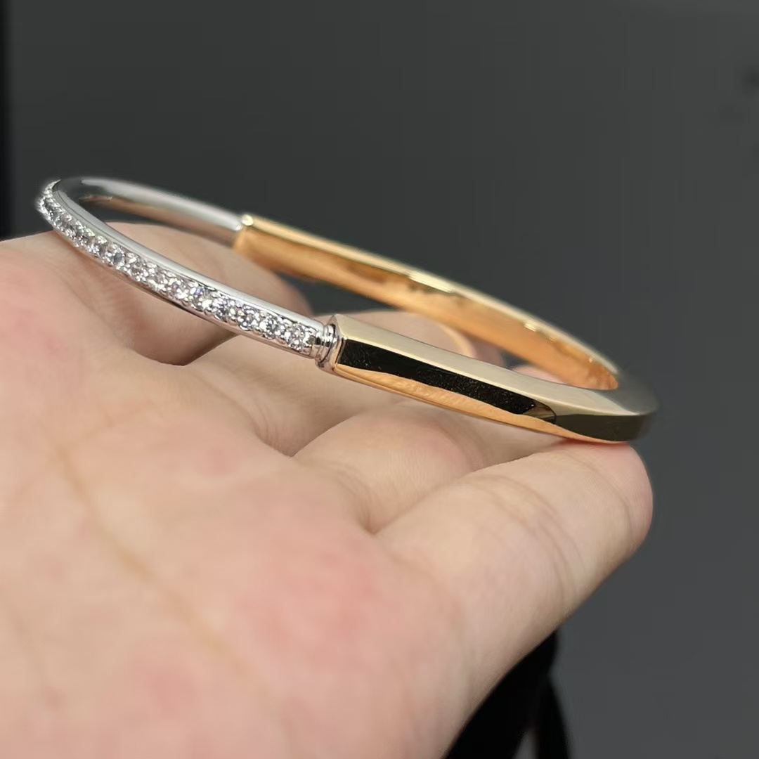 Tiffany Lock Bangle Half Pavé Diamonds Bracelet - Original Replica Club