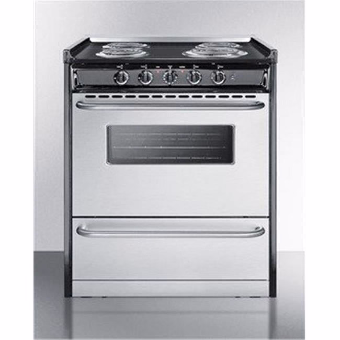 30 in. Slide-In Electric Range with Stainless Steel Doors & Black Porcelain Top, Replaces TEM230R