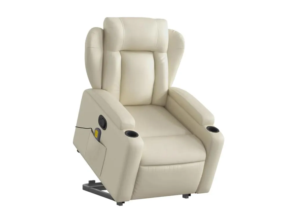 Sillón reclinable de masaje de pie cuero artificial color crema