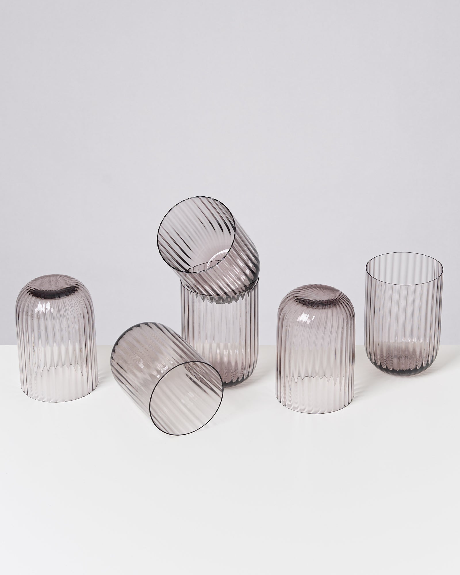 Joia Glas klein riffled grau 6er-Set